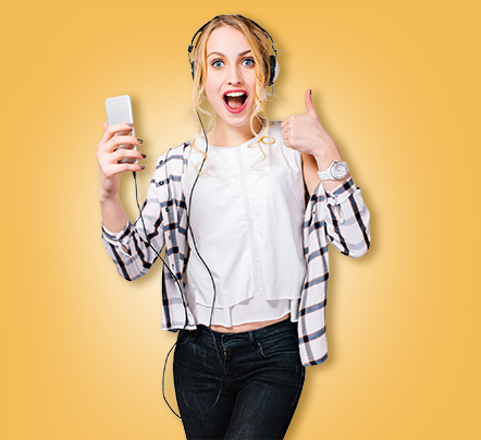 Happy person with personalised song